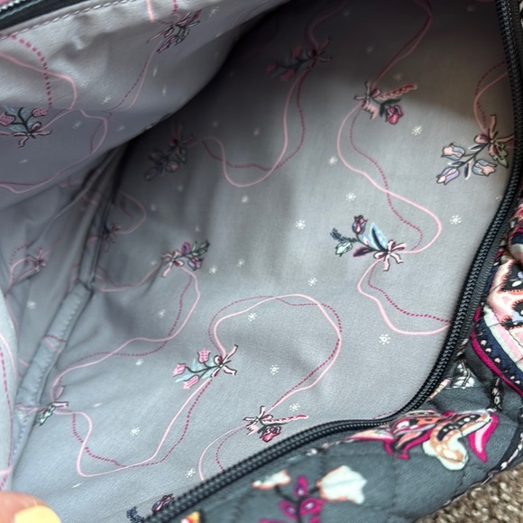 Retired Vera Bradley Limited Edition Breast Cancer Gray and Pink Floral Backpack - Picture 4 of 6